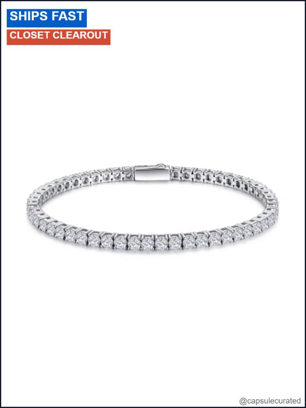 Moissanite Tennis Bracelet 3mm 18K White Gold Plated Sterling Silver Women